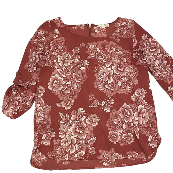 Pink Rose Floral 3/4 Sleeve Blouse - Picture 6 of 10